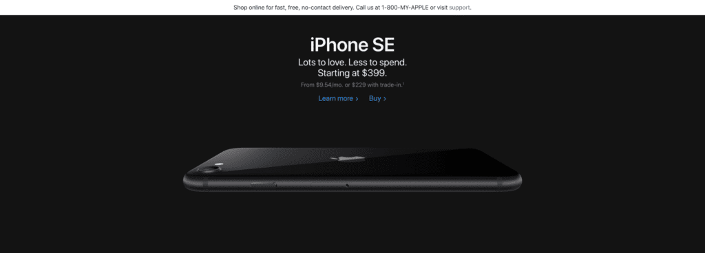 learn more with apples call to action on their website