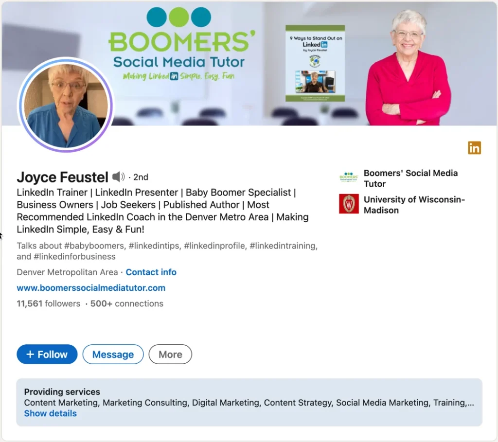 joyce feustel social media tutor linkedin profile